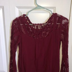 Lace red long sleeve
